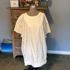 Free People light sand Arland Mini soft denim tunic oversized short sleeve Dress
